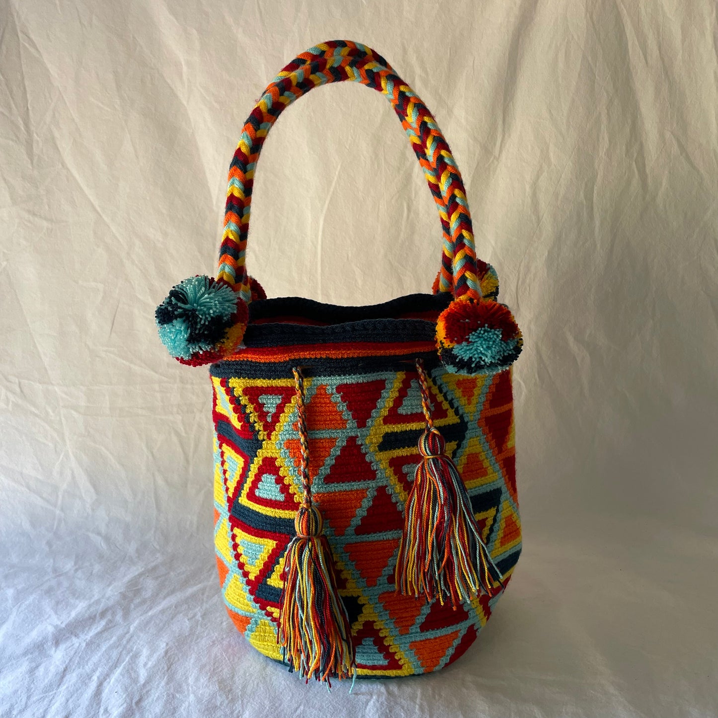 Sac Wayúu - moyen/pompons